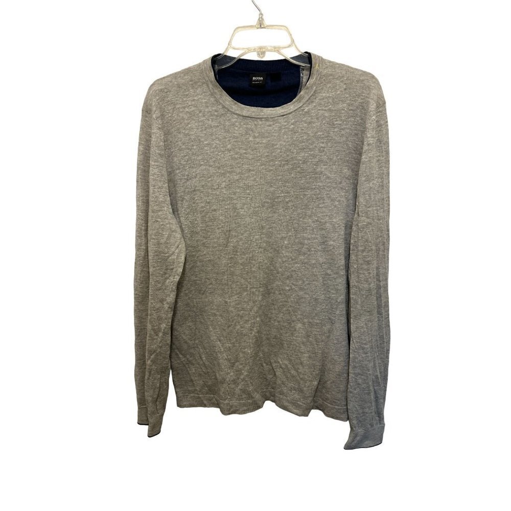 Men's Large Hugo Boss Long Sleeve Th-Shirt Shirt Gray Sweater